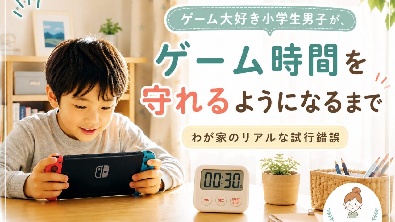 ゲーム時間を守れるようになったゲーム好き小学生男子のイメージ